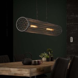 Hanglamp | 120 cm x Ø 20 cm | 2 lichts | gaas cylinder | woomkamer / eettafel | industrieel / design / modern / landelijk