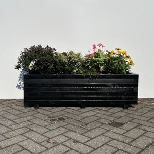 AMISHOUT - Plantenbak van hout 120x40x36 - zwart | bloembak buiten