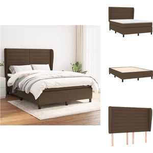 vidaXL Boxspringbed - Comfort - Bed 193 x 147 x 118/128 cm - Massief larikshout - Pocketvering matras 140 x 190 x 20 cm - Huidvriendelijke topmatras - Kleur- donkerbruin - Bed