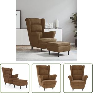 The Living Store Armstoel Fauteuil - 81 x 90 x 96.5 cm - Brown Velvet