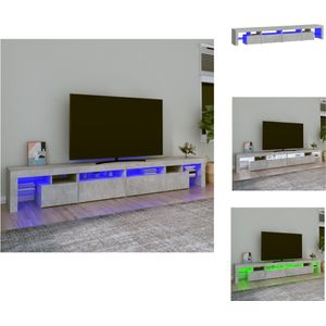 vidaXL TV-meubel - LED-verlichting - Kleur- betongrijs - Materiaal- bewerkt hout - Afmetingen- 260 x 36.5 x 40 cm - Kast