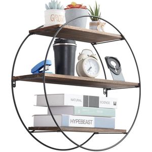 Gran VidaÂ® - Wandrek met 3 Lagen - Grenenhout & Metaal - Artistiek & Functioneel - Industrieel