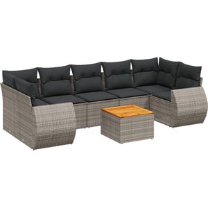 vidaXL Loungeset 8-delig - Poly Rattan - Grijs