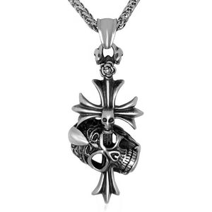 HAUNTED DESIRE®️ - Schedelketting - Gothic sieraden - Satan ketting - Skull ketting - Kruis hanger - Kruis ketting mannen en vrouwen - Gothic accessoires - Halloween accessoires