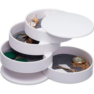 Ronde Sieradenbox met Uittrekbare Lade Wit