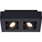 Lucide XIRAX - Plafondspot - LED Dim to warm - GU10 - 2x5W 2200K/3000K - Zwart