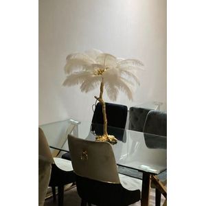 Fluffy Veren Tafellamp - Binnen lamp - Decoratie binnen verlichting - Table Lamp - Wit-Goud