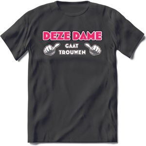 T-Shirt Knaller T-Shirt|Deze Dame Gaat Trouwen | Vrijgezellenfeest Cadeau Man / Vrouw -  Bride / Groom To Be Bachelor Party - Grappig Bruiloft Bruid / Bruidegom |Heren / Dames Kleding shirt|Kleur zwart|Maat M