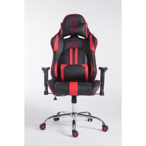 Gamingstoel kunstleer - bureaustoel voor volwassenen - zwart/rood - 135x70x135