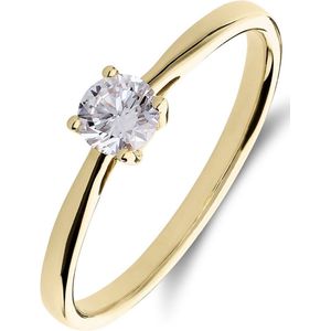 Lucardi Dames 14 karaat gouden ring lab grown diamant 0,30ct - Ring - 14 Karaat Goud - Goud - 16 / 50 mm