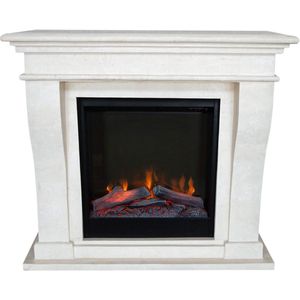 Xaralyn Kreta ELE-SWP elektrisch open haard - Witte natuurstenen haardombouw - 1500 Watt verwarming - afstandsbediening