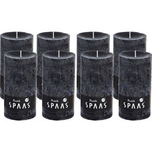 SPAAS Kaarsen - Rustieke kaarsen 70/130 mm - Stompkaars - 60 branduren - Zwart - 8 stuks - Voordeelverpakking