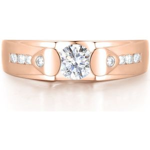 Onyx - 18k Roségouden Heren Moissanite Ring met Zijstenen