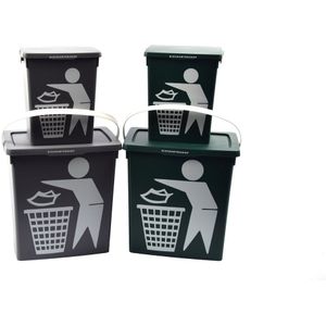 Handig klein afvalbak Afvalemmer containertje| 100% BIO recyclable| organisch afval 11/4.5 liter Groen/Grijs | 4 Stuks