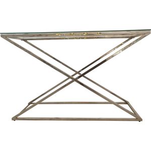 Mbc-living - Sidetable - rvs glans onderstel - helder glas topplaat - 120x40x75cm