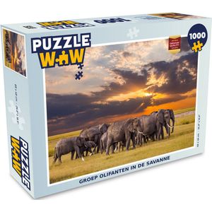 Puzzel Groep olifanten in de savanne - Legpuzzel - Puzzel 1000 stukjes volwassenen