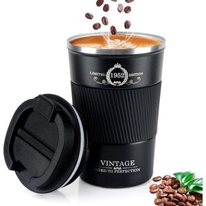 Koffiemok To Go 70e Verjaardag - Vintage, Geschikt voor Mannen en Vrouwen - 300 ml - Roestvrij Staal