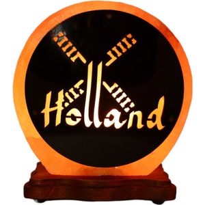 Zoutlamp Himalayazout - Dimbare - Tafellamp (Holland) - Molen - 22 x 20 x 12 cm - 4kg