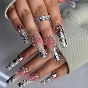24 stuks press-on nagels lang om op te plakken - vingernagels