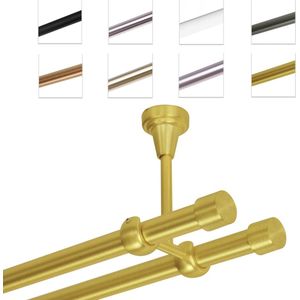 Goodivery ® Stijlvolle Plafondgemonteerde Gordijnrailset van 480 cm met Dubbele Rails in Messing Goud
