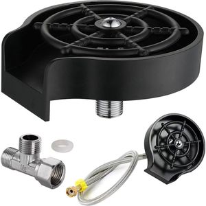 Roestvrijstalen glasspoeler, automatische bekerreiniger, waterkraan, glasspoeler, glazen spoel, voor hotel, bar, bierglas, koffie, melk, thee, kop, keukenspoelbak, accessoires (zwart)
