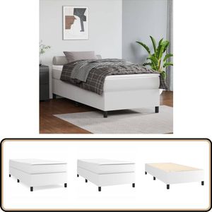 vidaXL Wit Kunstleren Bedframe 90x200 cm Boxspring Frame - Kunstleder Bed - Witte Bedbank - Eenpersoons Bed - Tweepersoons Bed