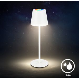 BRILONER - Oplaadbare RGB Tafellamp - snoerloze lamp - dimbaar - met batterij - met oplaadstation - 36 x 12 cm - beige