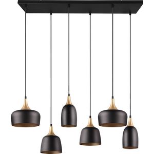 LED Hanglamp - Hangverlichting - Torna Zira - E14 Fitting - 6-lichts - Rechthoek - Mat Zwart - Metaal
