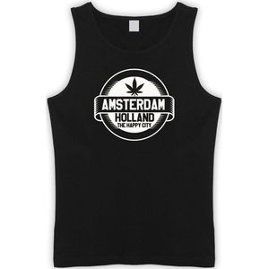 Zwarte Tanktop met “  Amsterdam / The Happy City "" print size S