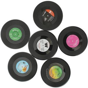Retro Vinyl Elpee Design Onderzetters - Feest LP Onderleggers Coasters Set