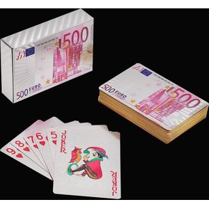 JMShops - 100% Plastic Speelkaarten (500 Euro Biljet) - Waterdichte Professionele Poker Kaarten - Plastic Speelkaarten - Luxe Kaartspellen - Professionele Premium Speelkaarten - Blackjack - PVC Speelkaart Spel
