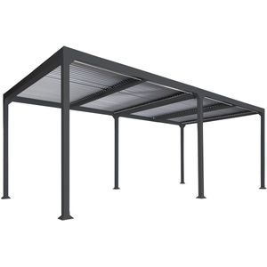 Aluminium pergola MCW-L41, lamellen paviljoen terrasoverkapping, stevig 8cm metalen frame 3x6m ~ antraciet