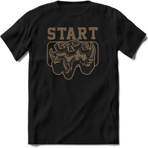 Start the game | Gaming kado T-Shirt heren - dames | Bruin | Perfect game pc cadeau shirt | Grappige console spreuken - zinnen - teksten Maat XXL