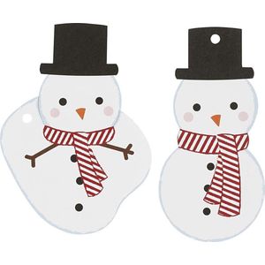Creotime Labels Sneeuwpoppen 10 Stuks Wit/rood/zwart Karton