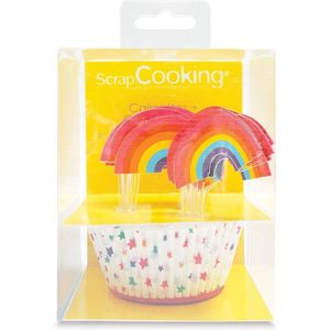ScrapCooking Cupcakevormpjes & Toppers - Regenboog - Set/24