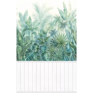 PLANTEN MET LAMBRISERING FOTOBEHANG | Herhaalbaar Patroon - 1,59 x 2,80 meter - A.S. Création Wallpanel