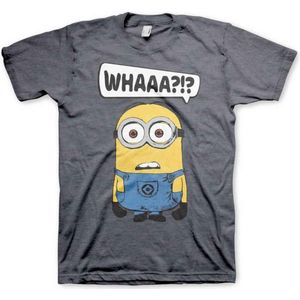 Minions Heren Tshirt -XL- Whaaa?!? Grijs