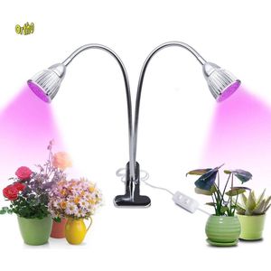 Ortho® - LED Groeilamp - Bloeilamp - Kweeklamp - Full Spectrum - Grow light - Groei lamp (met 2 lampen) met Flexibele lamphouder -Klem spotje - Zilver 2x