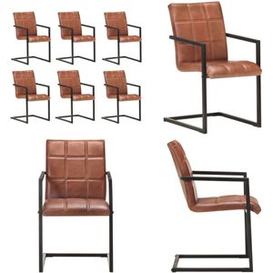 vidaXL Eetkamerstoelen 6 st echt leer bruin - Eetkamerstoel - Eetkamerstoelen - Bijzetstoel - Bijzetstoelen