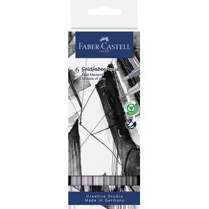 Faber-Castell - Duo aquarelmarker Goldfaber - etui 6 stuks Shades of grey - brush / 0,4mm - FC-164522