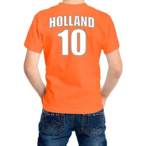 Oranje supporter t-shirt - rugnummer 10 - Holland / Nederland fan shirt / kleding voor kinderen 122/128