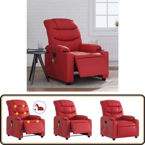 vidaXL Massagestoel - Verstelbaar - Kunstleer - Rood Massagestoel - Elektrische Fauteuil - Massagebank - Loungestoel - Relaxstoel