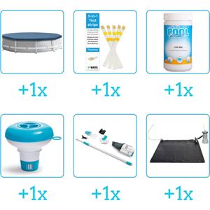 Accessoires voor Intex Prism Frame Zwembad - 305x76 cm - Rond - Met filterpomp - Intex - 28030 - Afdekzeil - Testrips - Chloor - Chloordrijver - Stofzuiger - Solar Mat