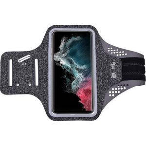Hoesje Geschikt voor Samsung Galaxy S22 ultra hardloop telefoonhouder – armband - sportband - van stof - Zwart