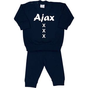 La Petite Couronne Pyjama 2-Delig ""AJAX XXX"" Unisex Katoen Zwart/wit Maat 56/62