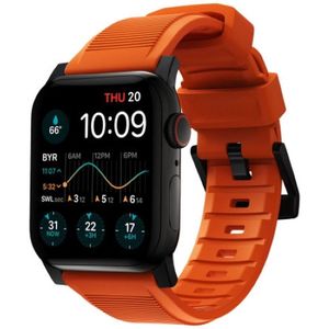 Nomad Rugged Band - geschikt voor Apple Watch 45/49 - Black - Ultra Orange