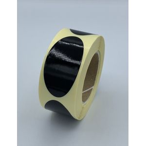 Zwarte Sluitsticker - 250 Stuks - ovaal 25x50mm - hoogglans - metallic - sluitzegel - sluitetiket - chique inpakken - cadeau - gift - trouwkaart - geboortekaart - kerst
