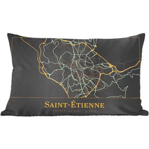 Sierkussen - Kaart Saint-étienne - Goud - 30 Cm X 50 Cm