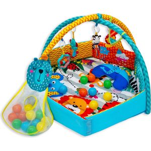 Bo Jungle - Speeltapijt baby - Babygym met bogen - omvormbaar tot Ballenbad - Kleurrijk - Met ballen - Diertjes - 'Jungle Carnival' Foldable Ball Pit Play Gym