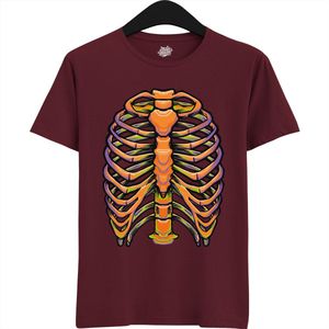 Pumpkin Bones - Halloween Ribbenkast Dames / Heren Unisex T-shirt - Grappig Kostuum Shirt Idee Voor Volwassenen - T-Shirt - Unisex - Burgundy - Maat XXL